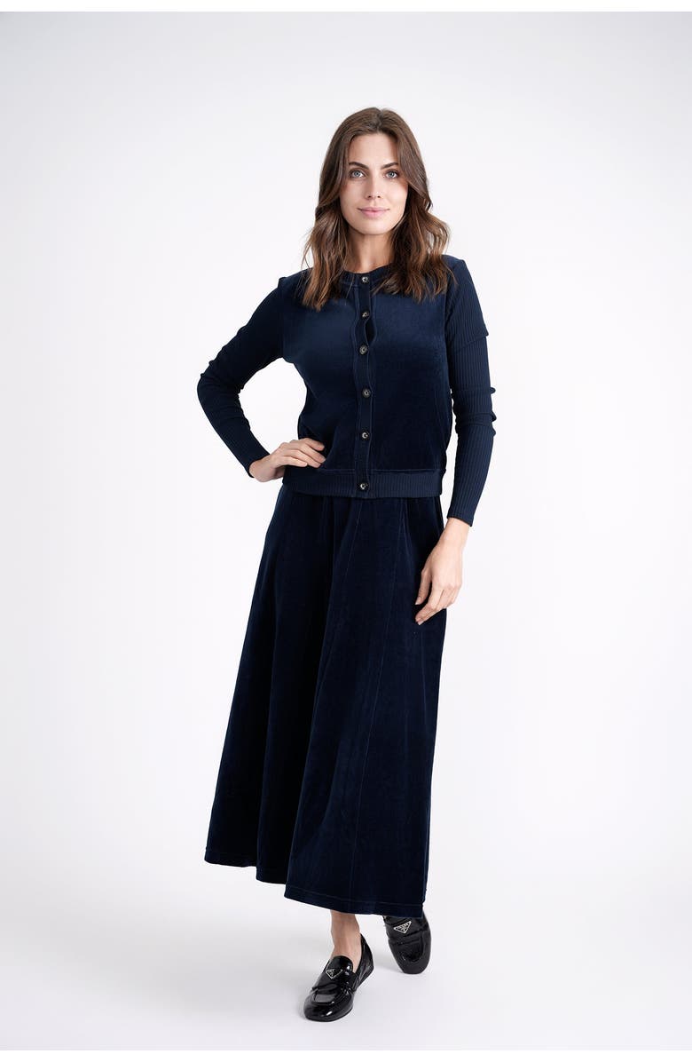 5 Stars Cotton Velour Cardigan with Ribbed Cuffs, Alternate, color, Black