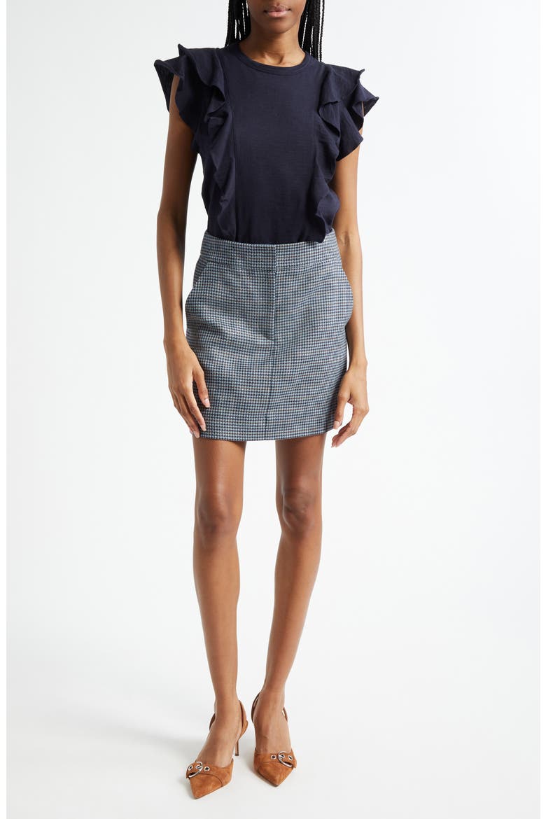 Bea Ruffle Pima Cotton T-Shirt, Alternate, color, NAVY