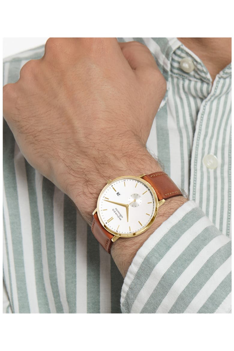 Heritage Silhouette Leather Strap Watch, 40mm, Alternate, color, WHITE
