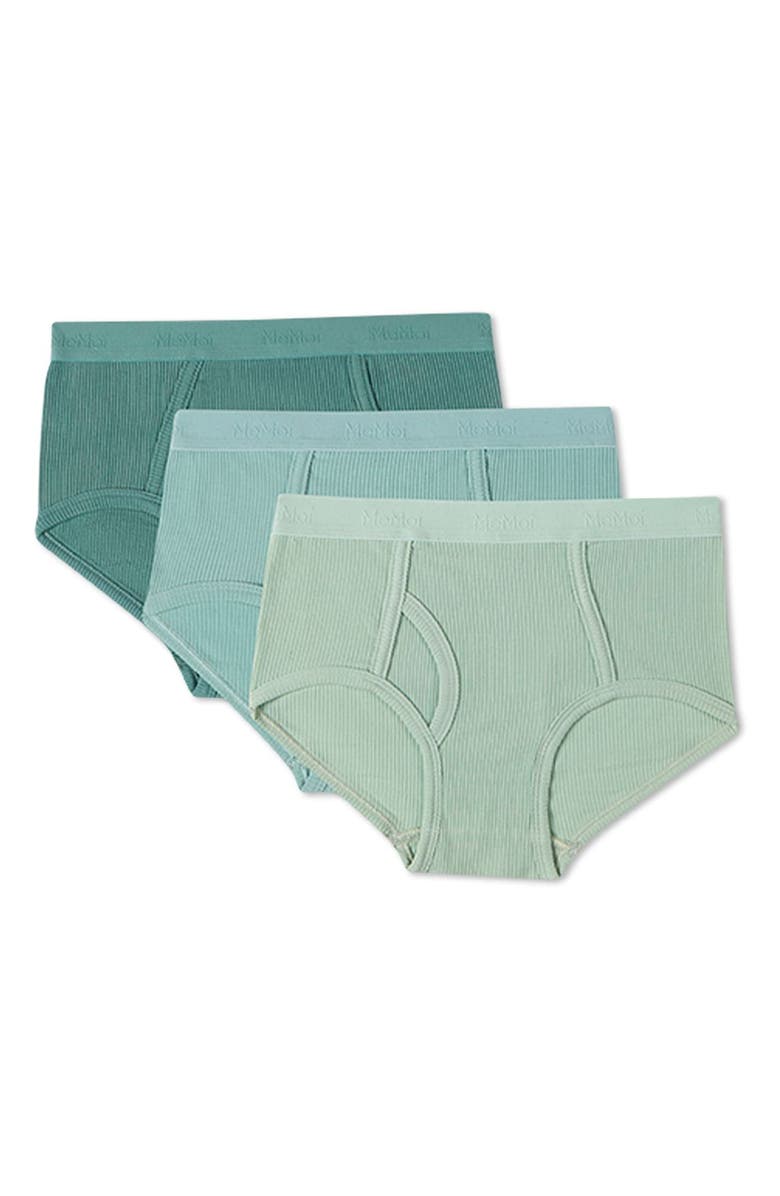 MeMoi 3 Pair Ribbed Tag-Free Briefs, Solid Colors, Main, color, Green Multi