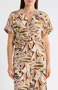 Adrianna Papell Printed Short Sleeve Crop Top