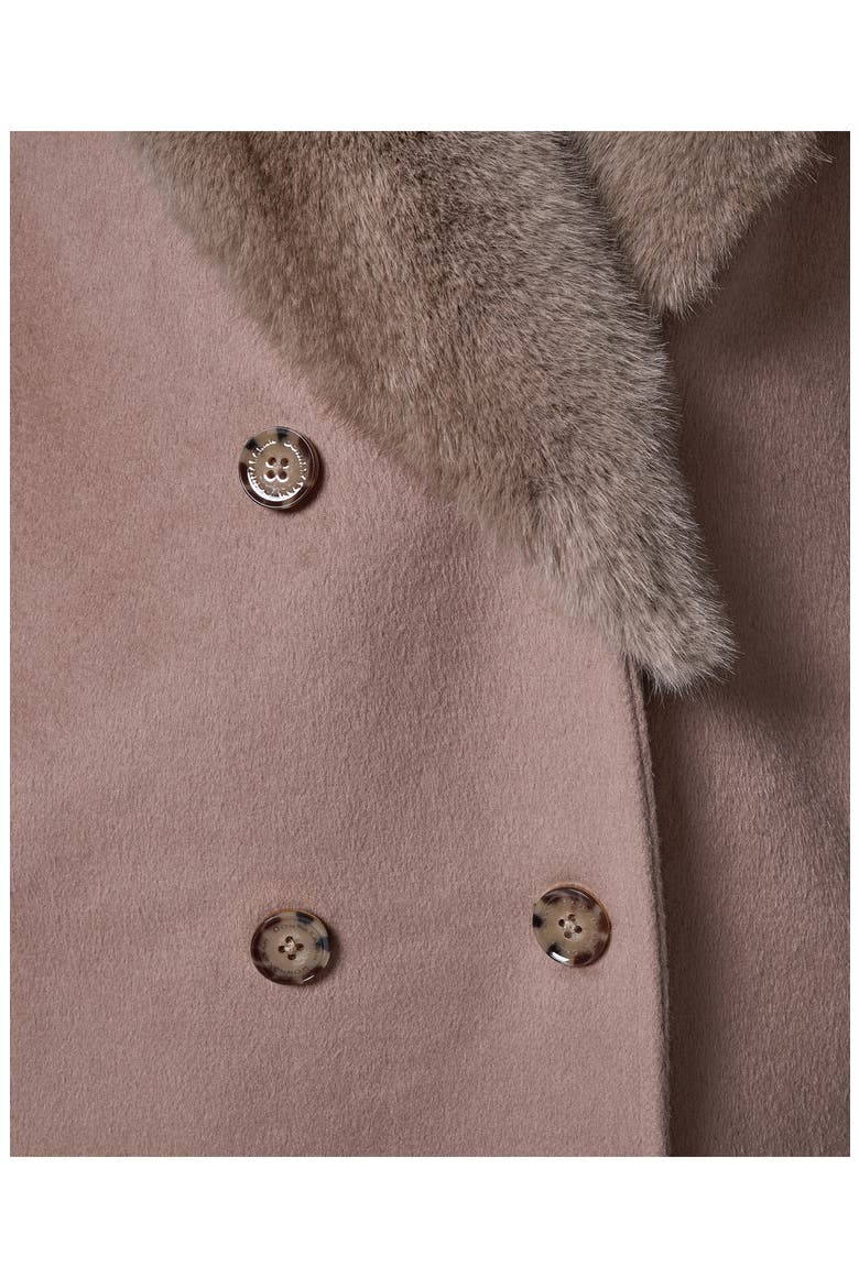 Double Breasted Slouch Coat with Faux Fur Collar, Alternate, color, CAMEL