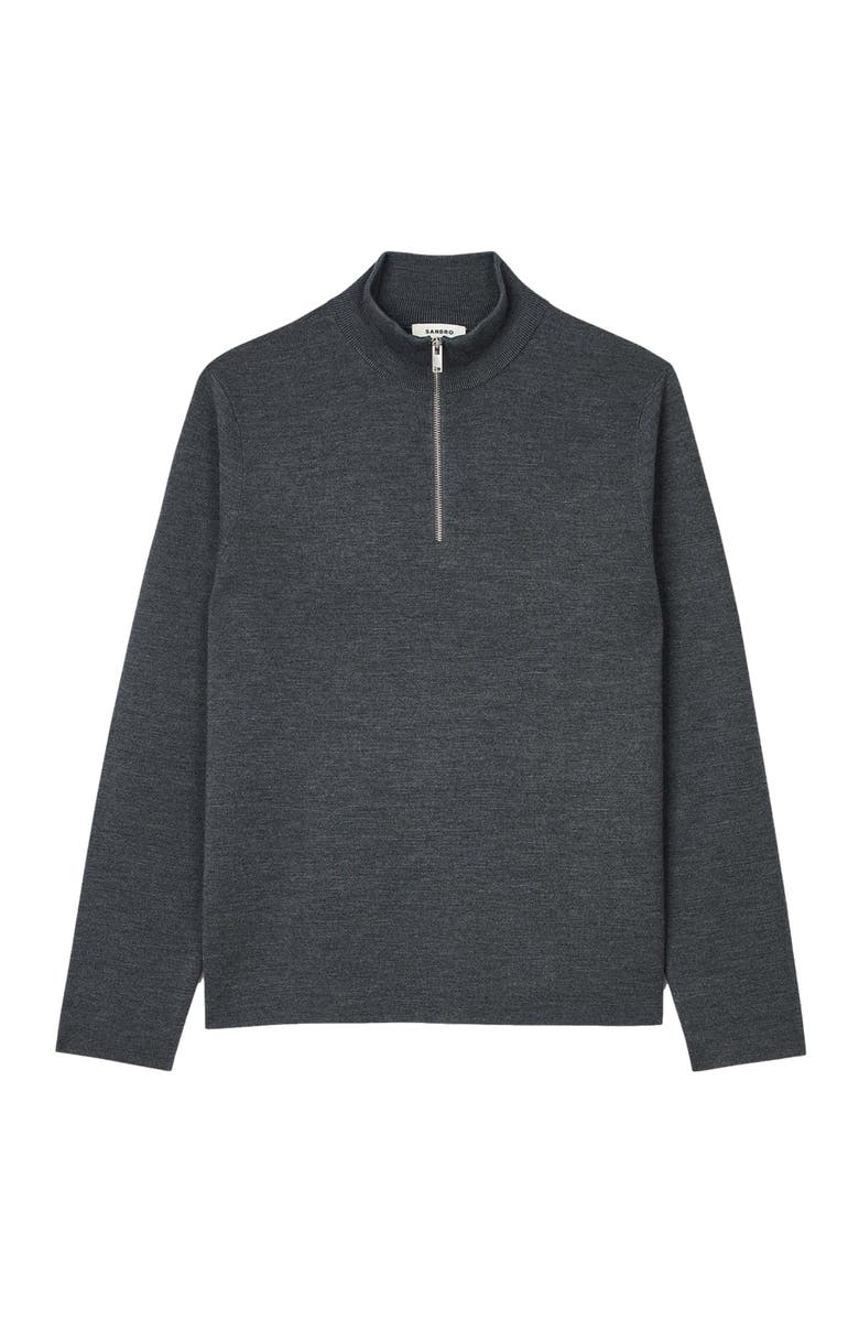 SANDRO Wool sweater with zip collar, Alternate, color, 