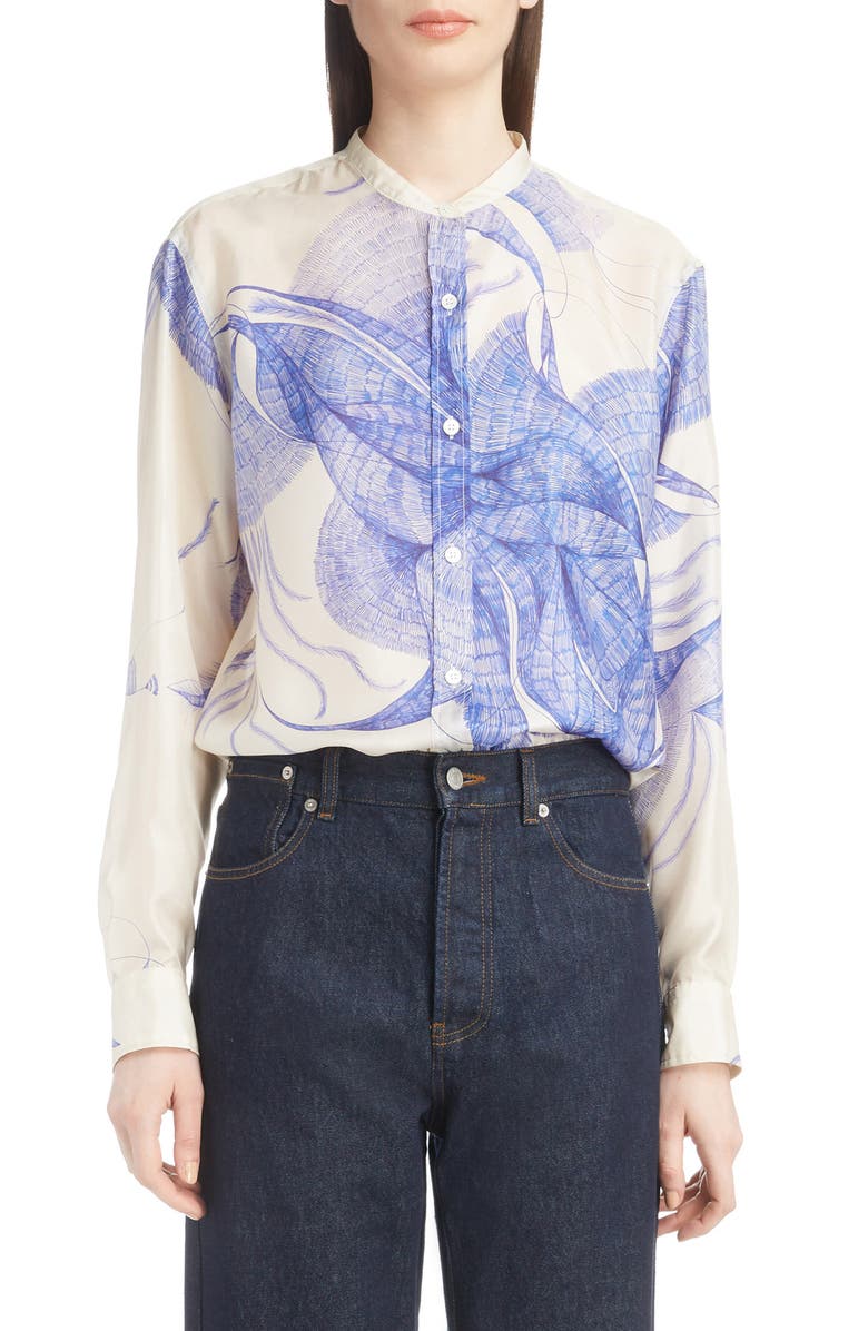 Dries Van Noten Floral Silk Blouse, Main, color, 