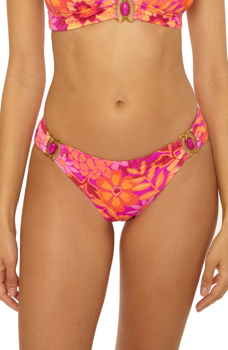 Becca Copacabana Ring Hipster Bikini Bottoms, Main, color, Pink Multi