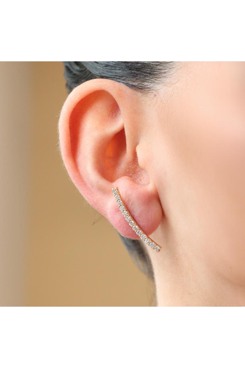Lab Grown Diamond Curved Bar Stud Earrings, Alternate, color, Yelllow Gold