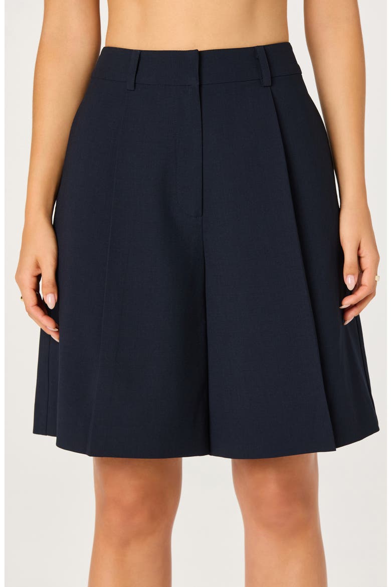 Quillie Pleated Bermuda Shorts, Alternate, color, NAVY