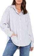 Wash Lab Denim Slick Stripe Cotton Blend Button-Up Shirt