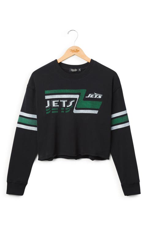 Jets Retro Graphic Cropped Sweatshirt