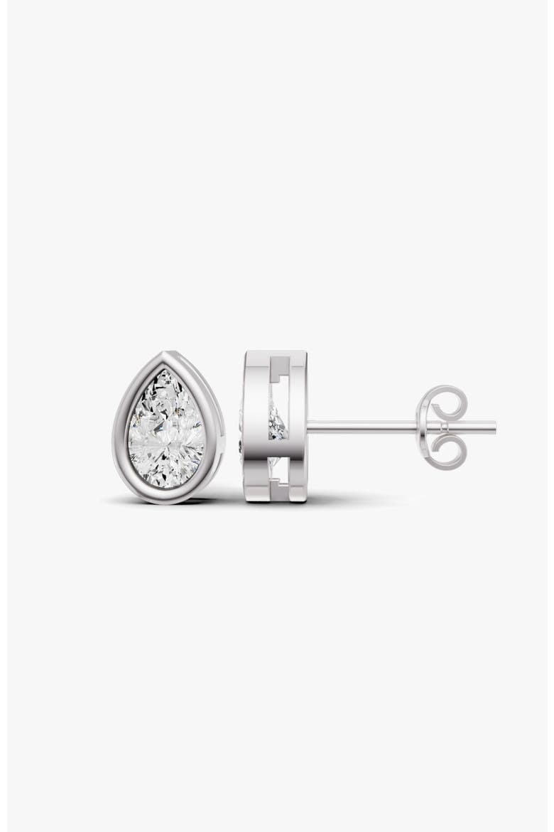 14K Gold Studs 0.75 Carat Earrings Pear Bezel Solitaire, Alternate, color, White Gold