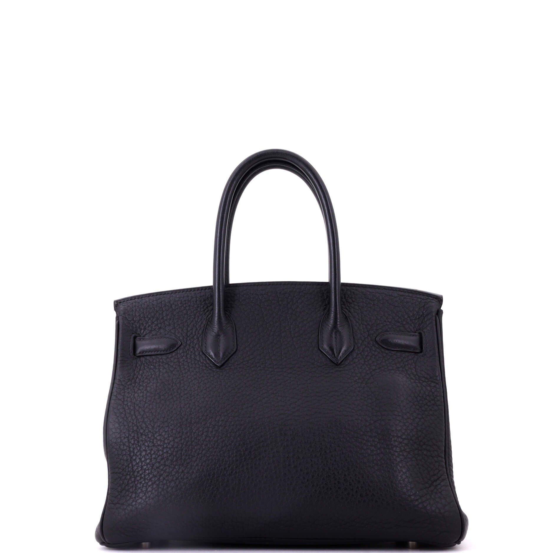 Pre-Owned Hermes Birkin Handbag Black Clemence with Palladium Hardware 30, Alternate, color, Noir