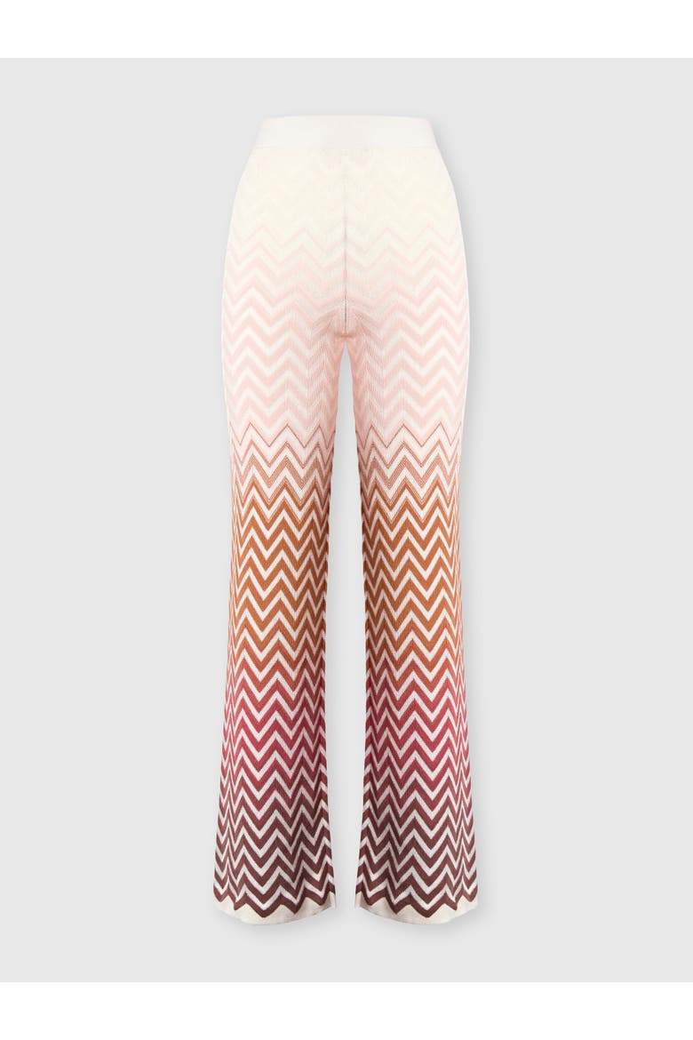 Trousers In Cotton And Viscose Chevron Dégradé, Main, color, Pink & Rust