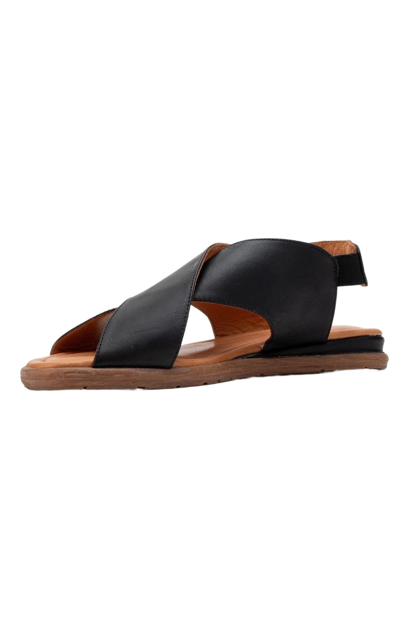 Forever & Always Shoes Broods Elastic Leather Slip On Sandals, Alternate, color, Black Leather