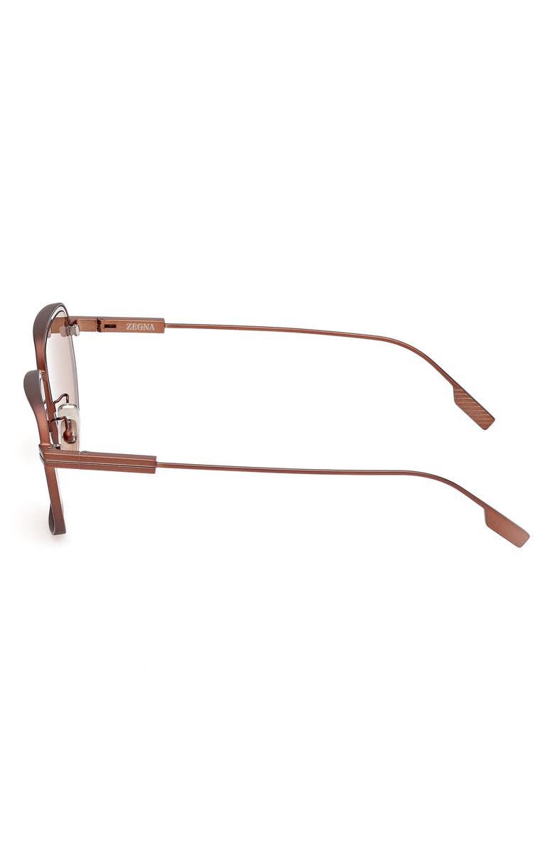 ZEGNA 49mm Geometric Sunglasses, Alternate, color, Matte Vicuna / Ruthenium