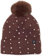 Nanette Lepore Crystal Star & Faux Pearl Embellished Faux Fur Pom Beanie