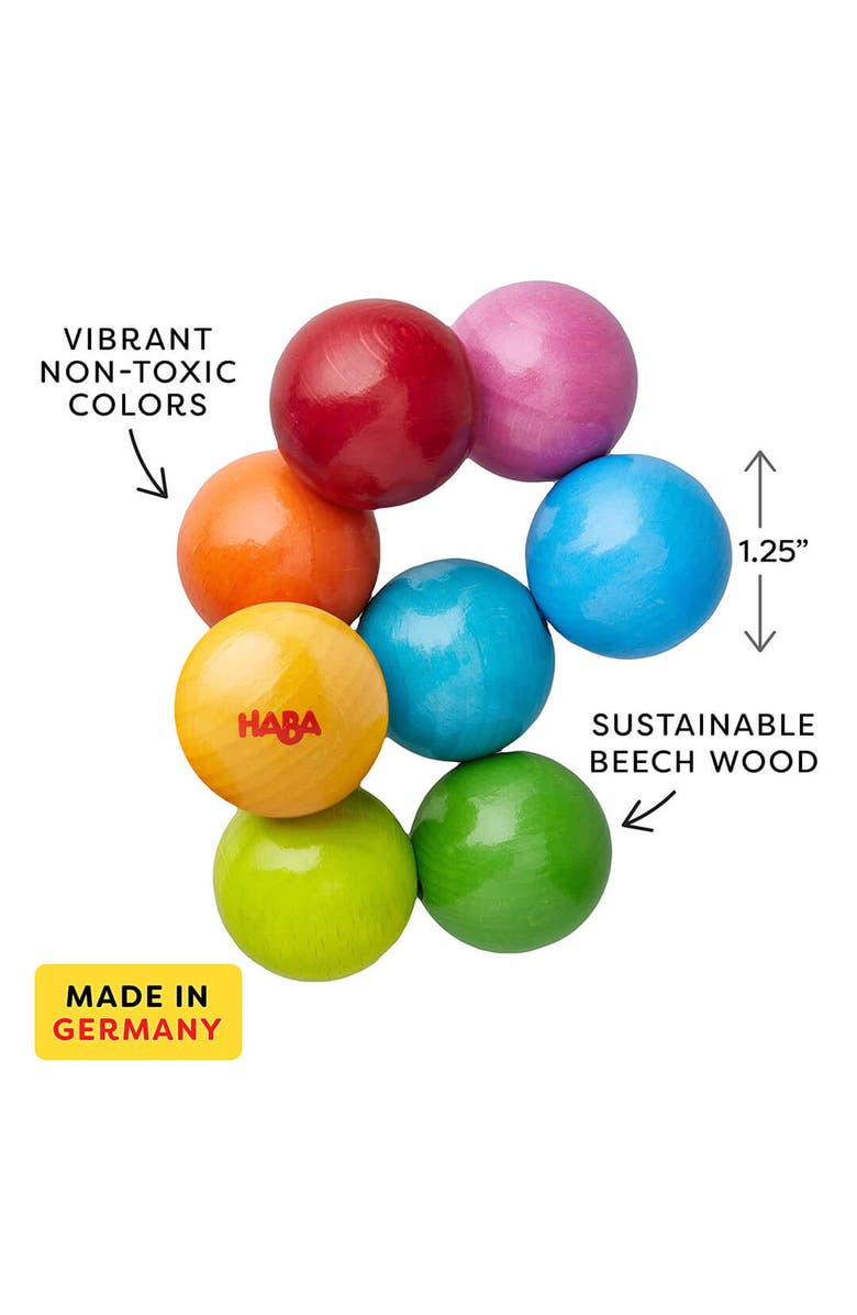 HABA Wooden Baby Teething Toy Magica, Sensory Grasping Rattle for Babies 6-24 Months, Safe & Colorful Sensory Toys for Babies and New Baby Gift, Alternate, color, Multi