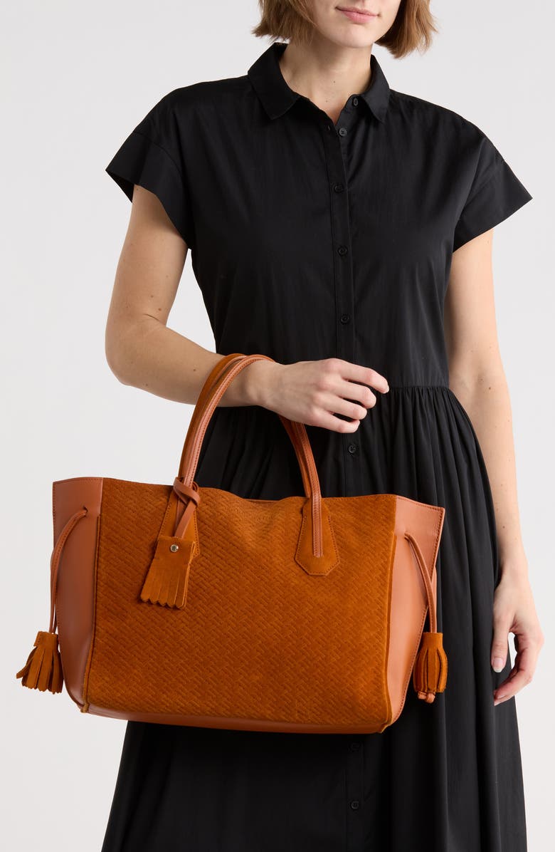 Longchamp Medium Leather Tote Bag, Alternate, color, Pumpkin