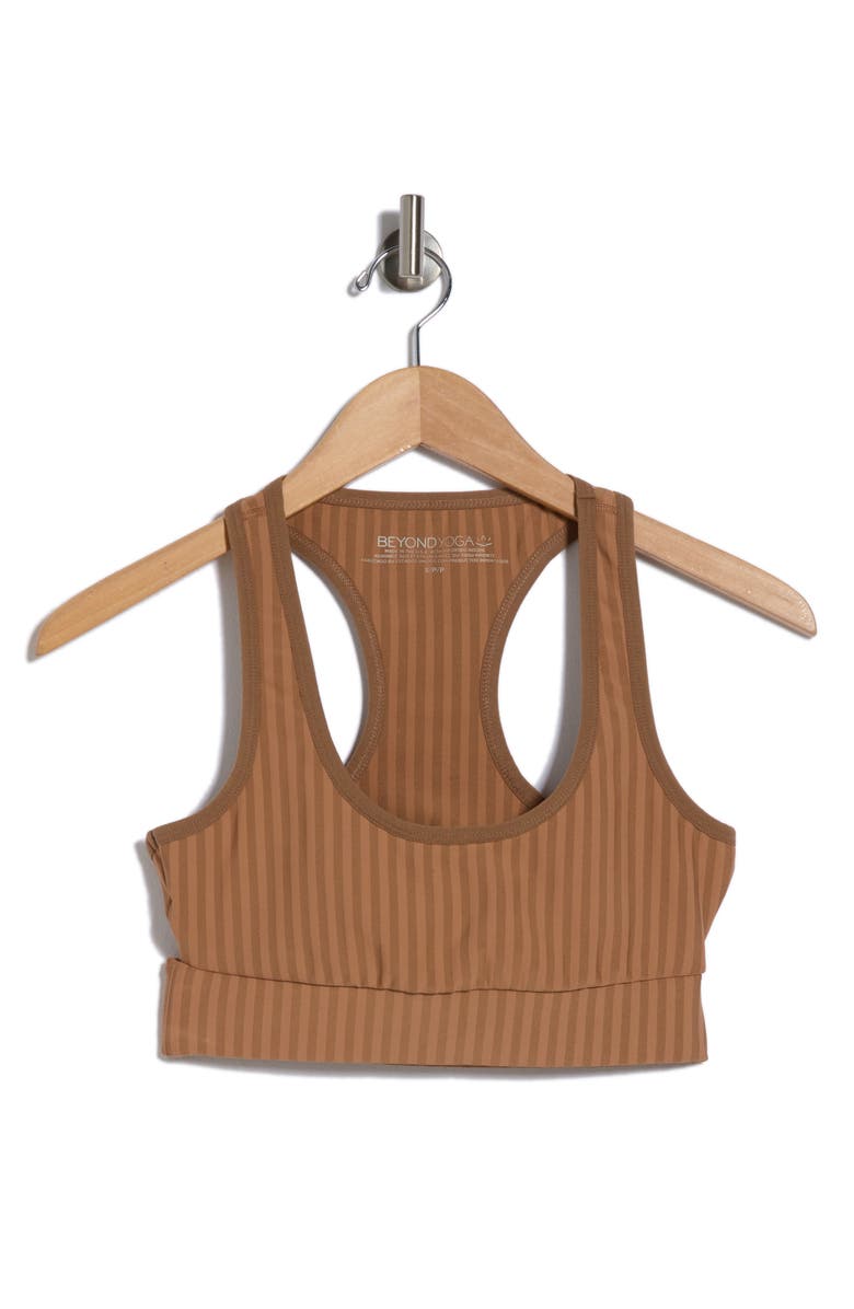 Beyond Yoga Work it Over Longline Sports Bra, Alternate, color, Toffee