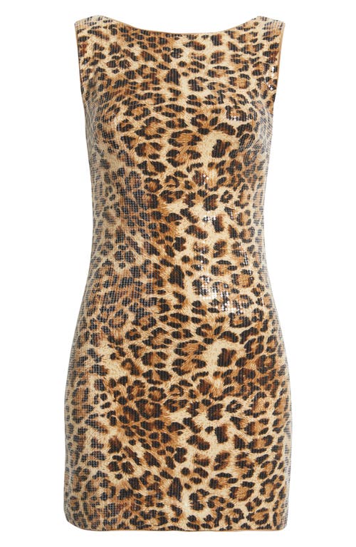 Princess Polly Cinematic Sequin Leopard Minidress In Brown