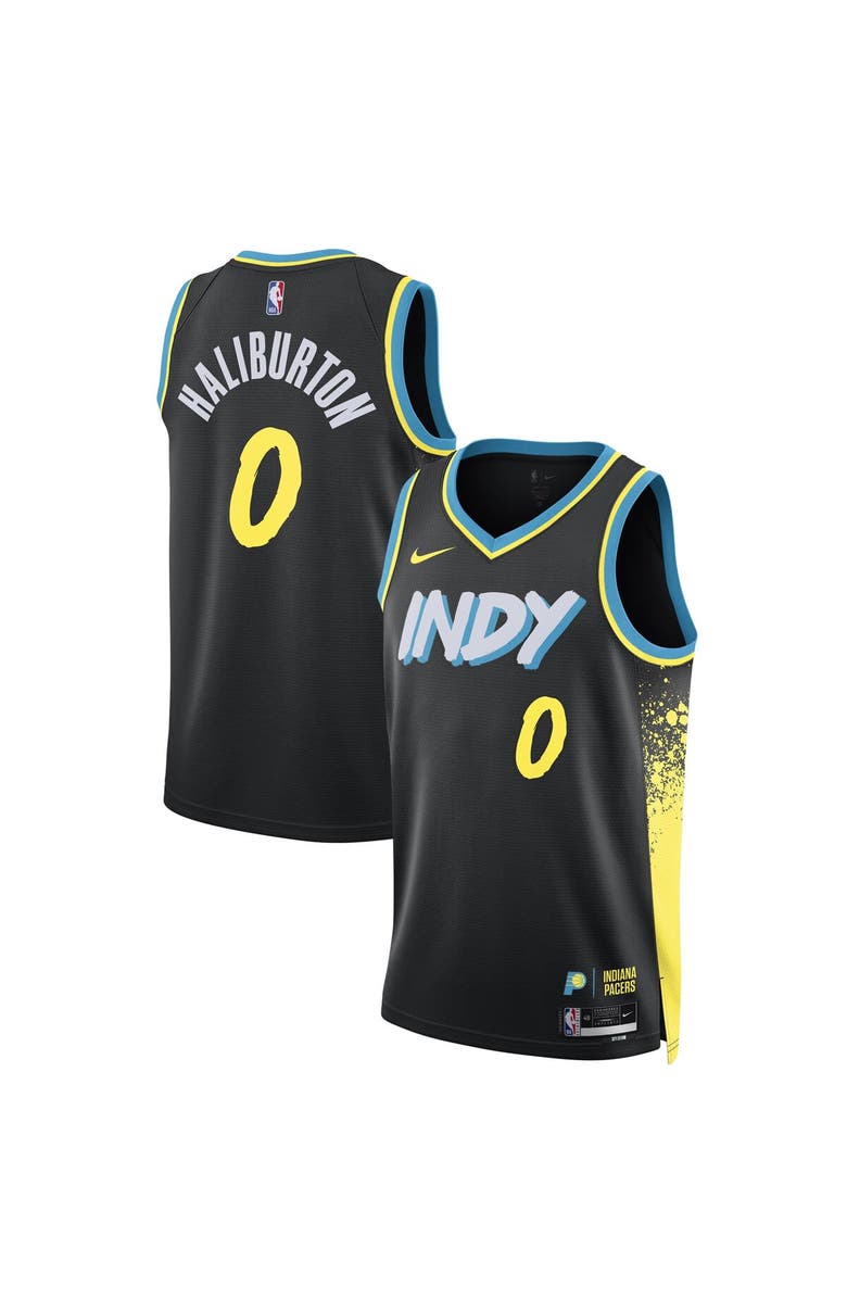 Nike Unisex Nike Tyrese Haliburton Black Indiana Pacers 2023/24 Swingman Jersey - City Edition, Main, color, 