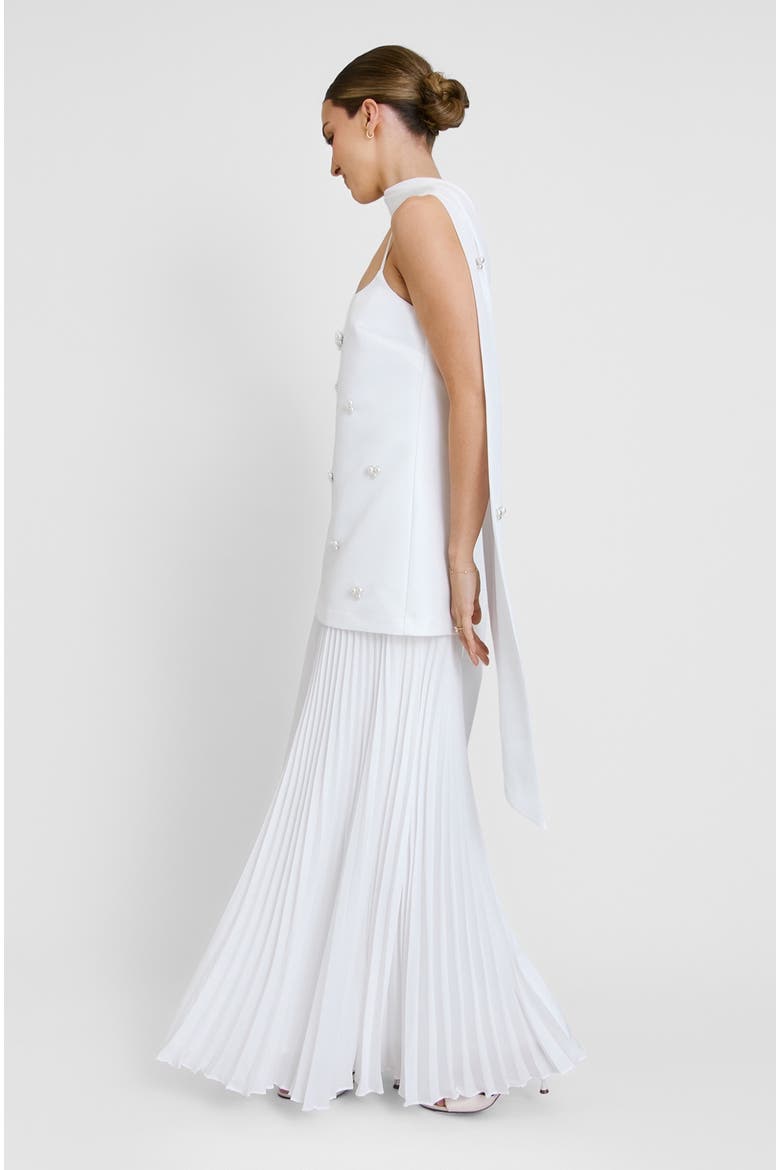 Embellished Pearl Strappy Maxi Dress, Alternate, color, White