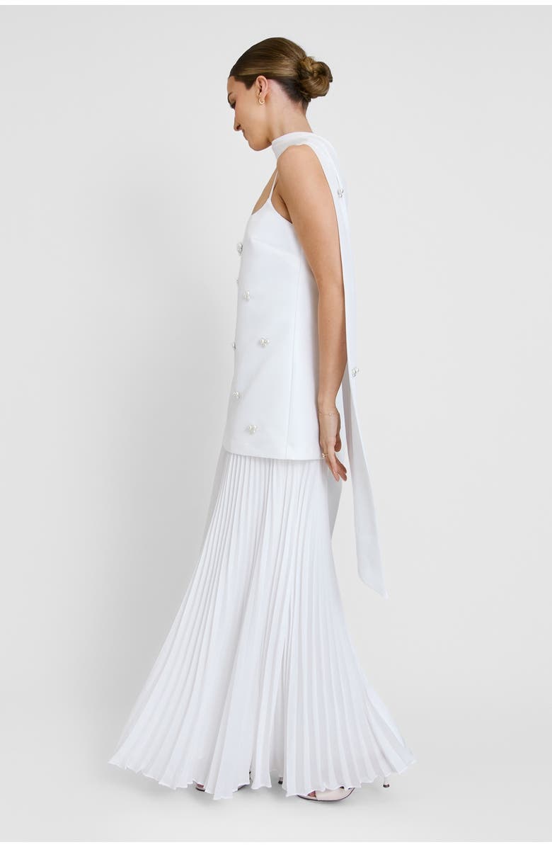 Six Stories Embellished Pearl Strappy Maxi Dress, Alternate, color, White