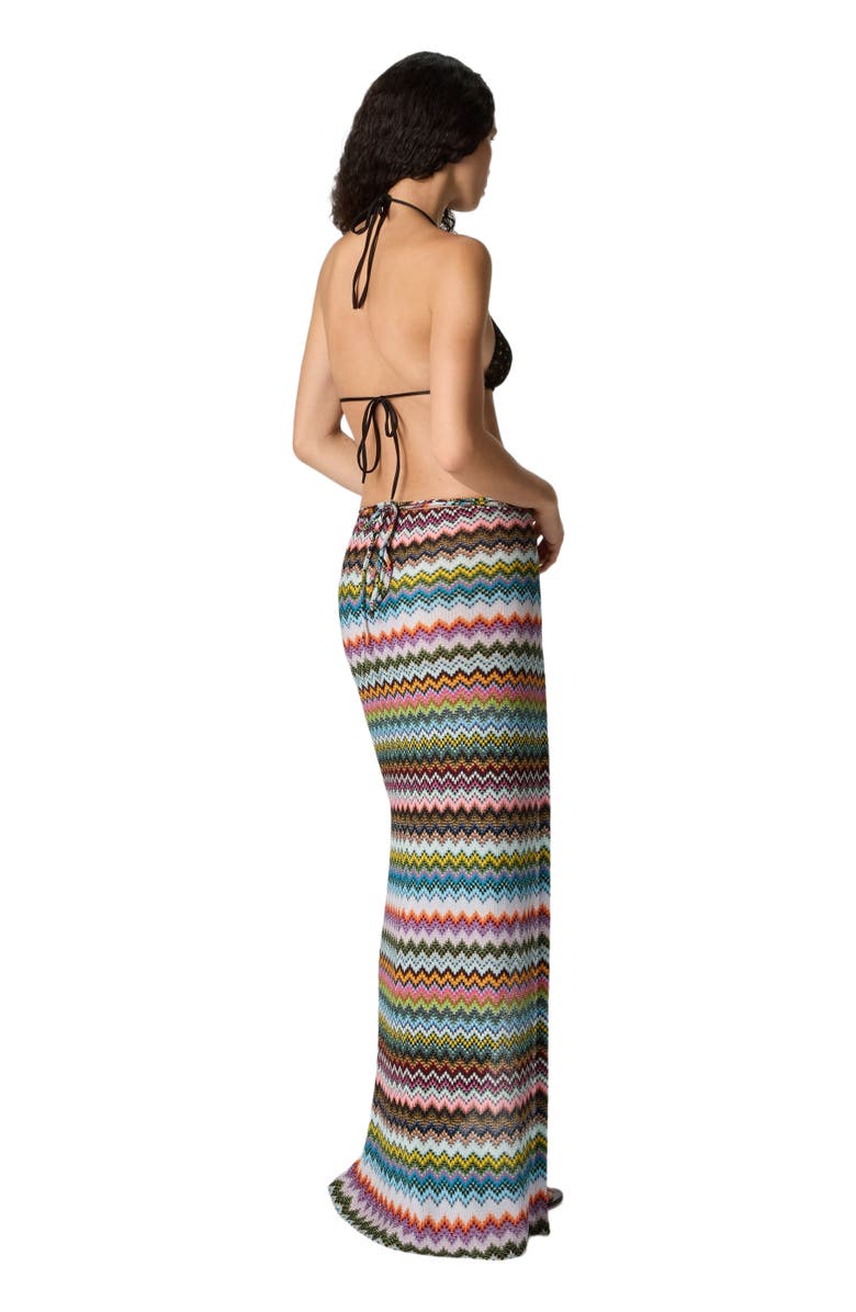 Missoni Long Pareo Skirt In Lamé Viscose With Pixel-effect Zigzag Pattern, Alternate, color, Black 
Multicoloured