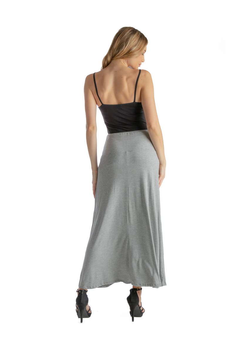 24seven Comfort Apparel Petites Elastic Waist Solid Color Maxi Skirt, Alternate, color, Heather