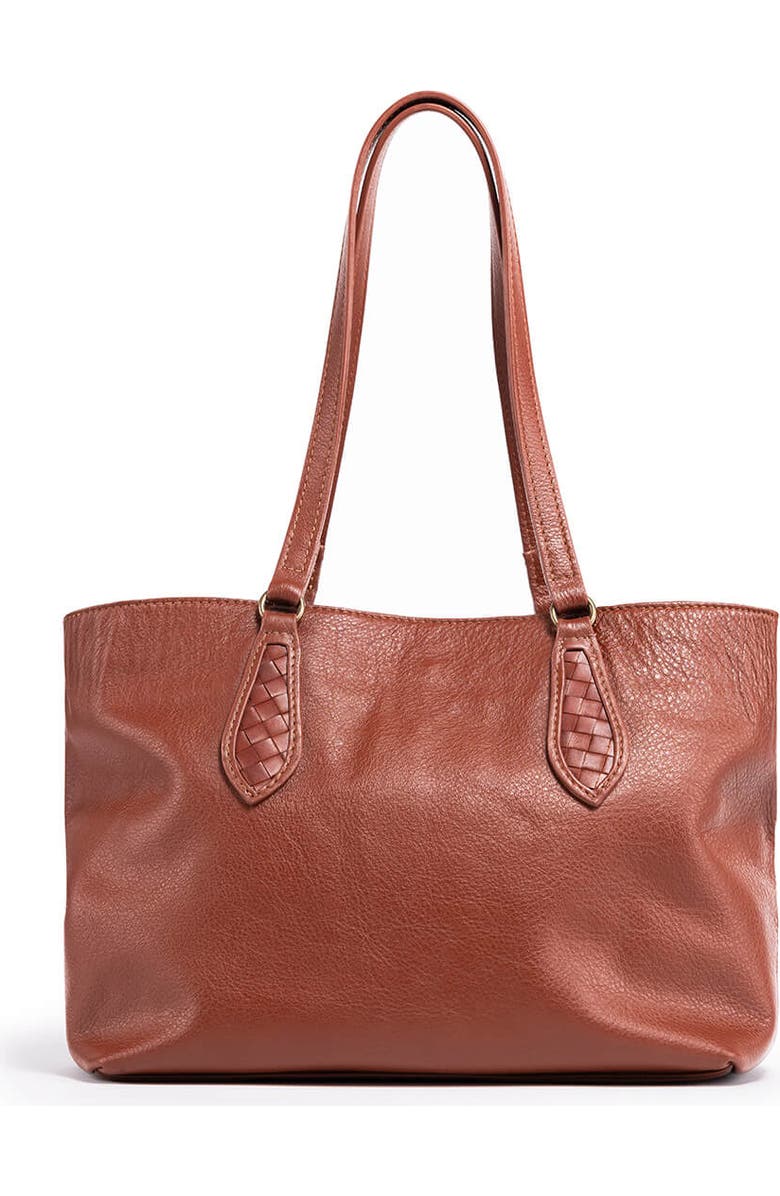 Deux Mains Mid Tote, Main, color, Mahogany