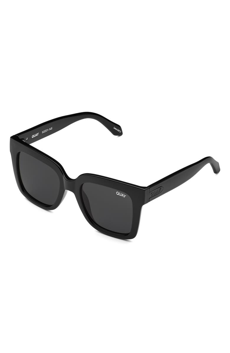QUAY Icy 52mm Square Polarized Sunglasses, Alternate, color, Blk Blkpol