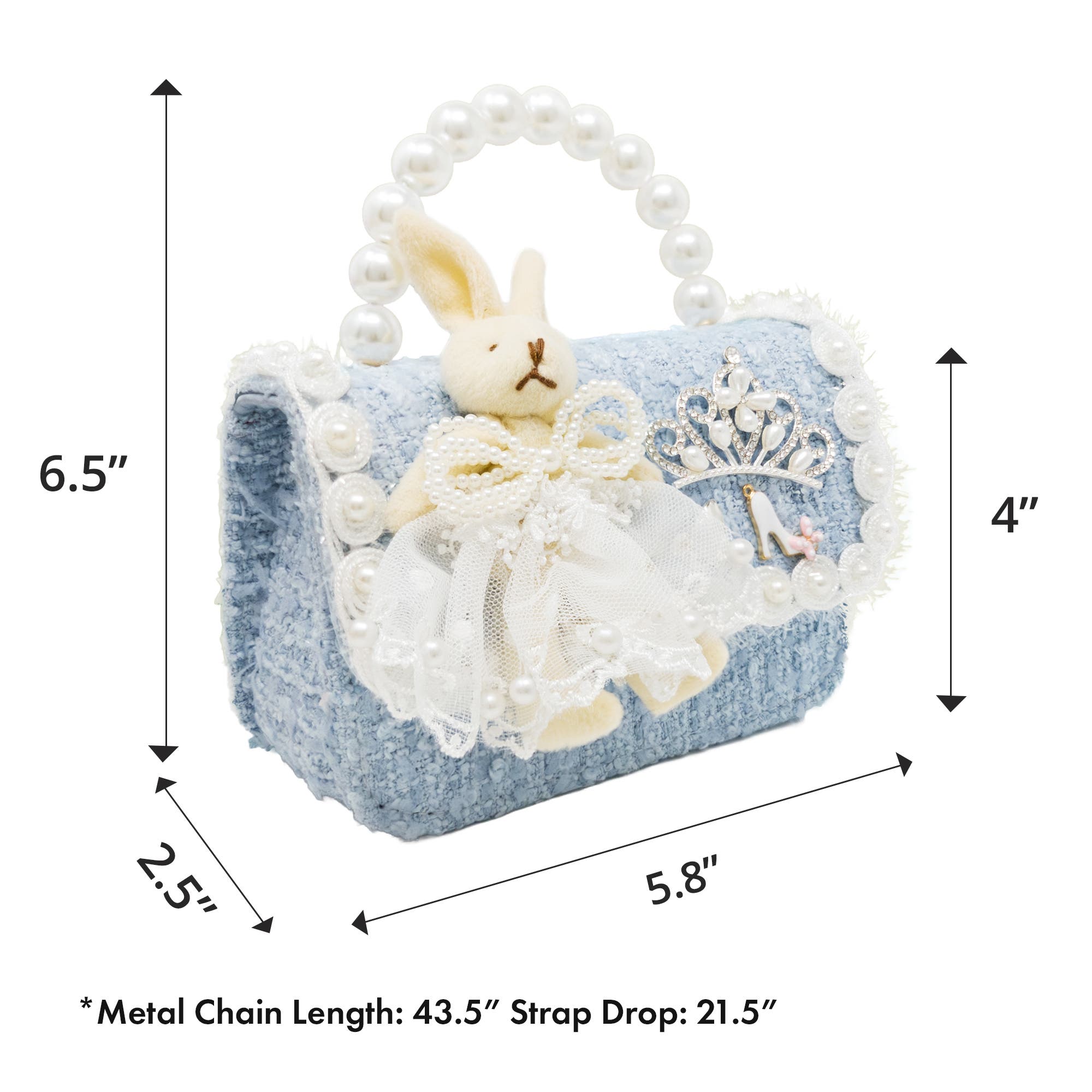Puttisu Bunny Royale Pearl Tweed Handbag, Alternate, color, Powder Blue
