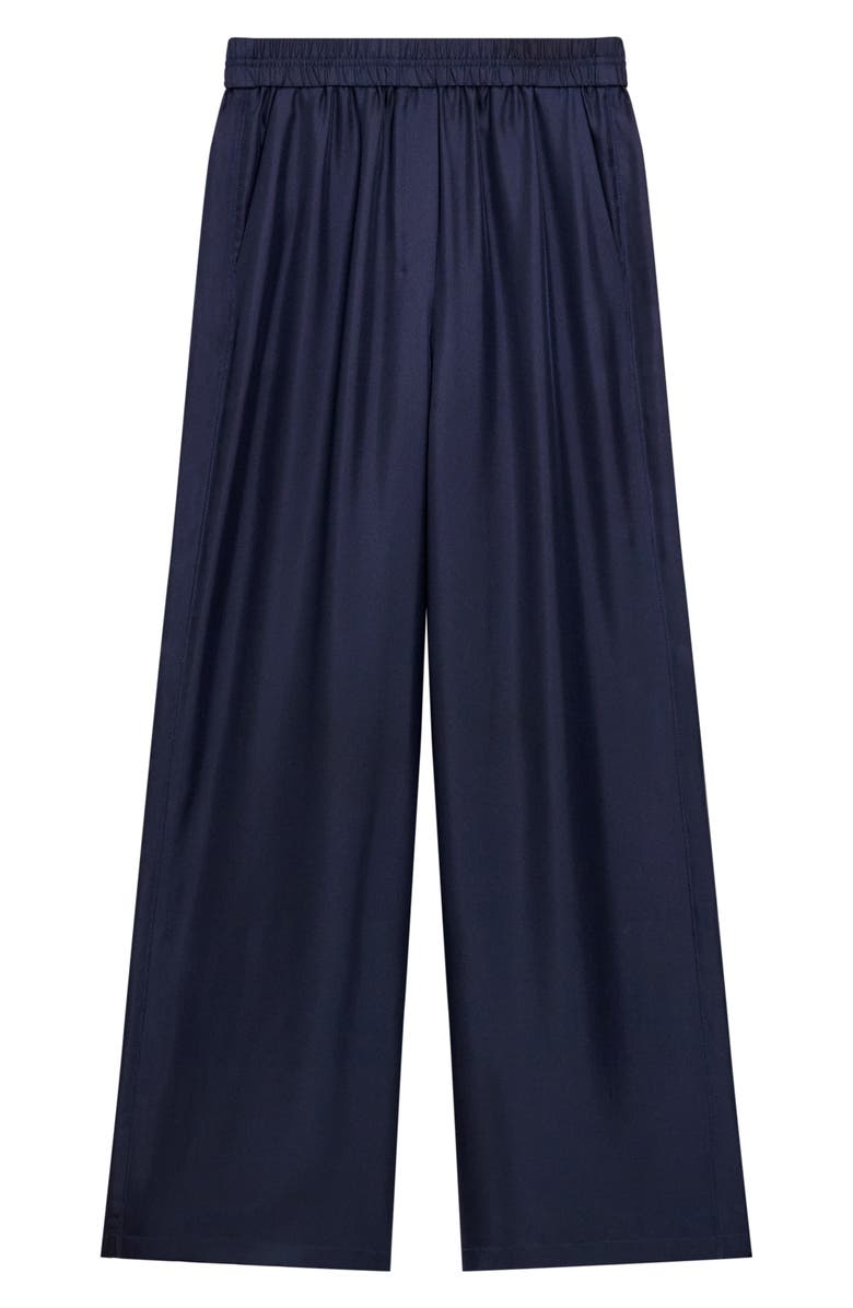 Theory Wide Leg Silk Pants, Alternate, color, Nocturne Navy