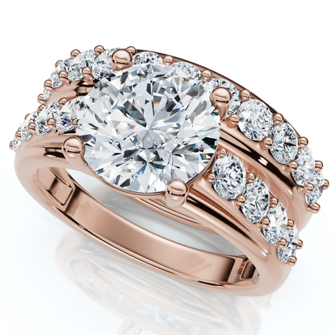 Certified 2 1/2Ct Diamond Engagement Wedding Ring Set 14k Gold Lab Grown