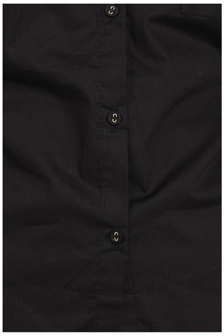 Yacra Tie Back Cotton Button-Up Shirt, Alternate, color, BLACK