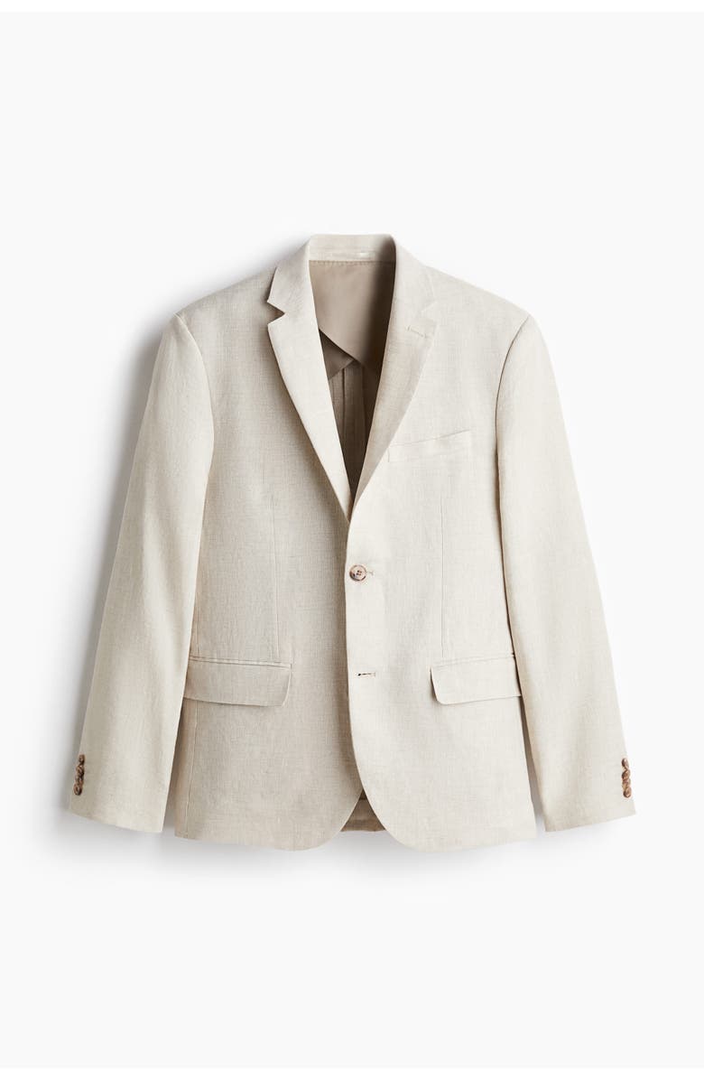 H&M Slim Fit Linen Jacket, Main, color, Light Beige