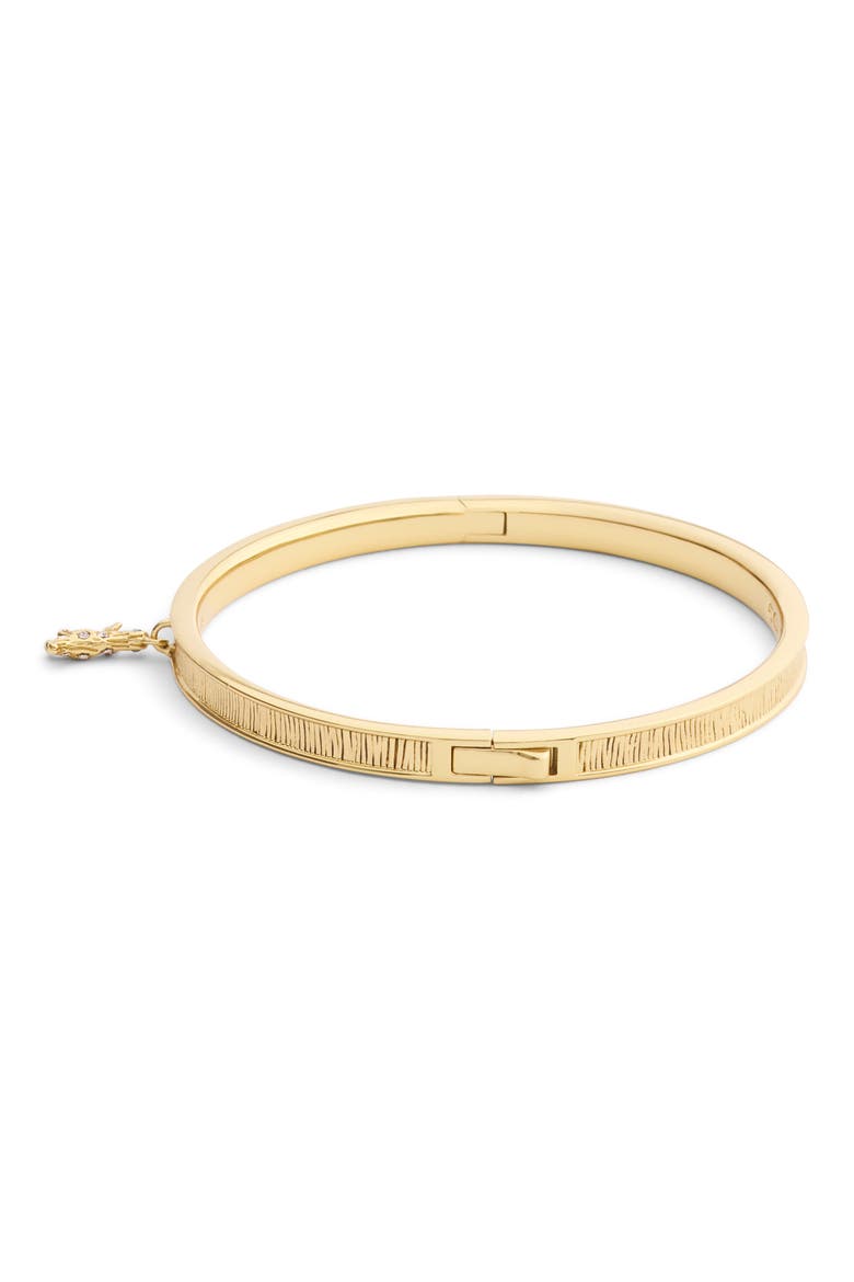 Brushed Rexy Charm Hinge Bangle, Alternate, color, SHINY GOLD