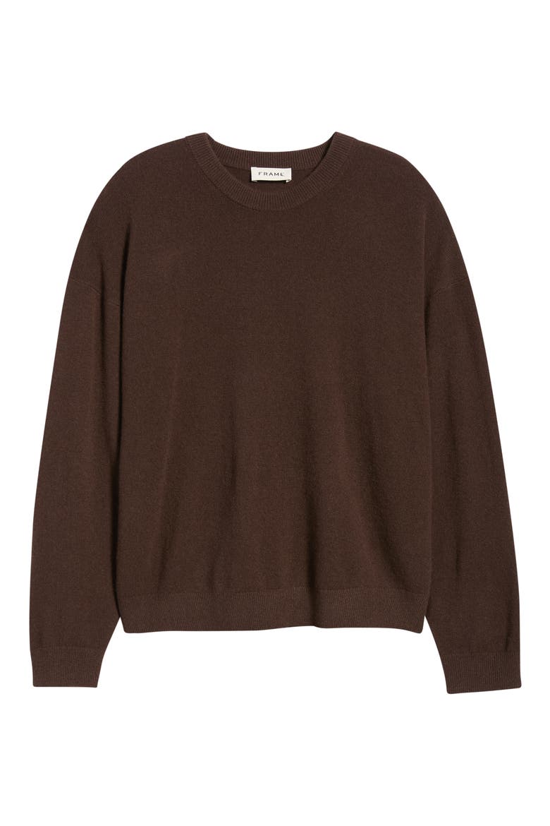 Lightweight Cashmere Crewneck Sweater, Alternate, color, DEEP BROWN