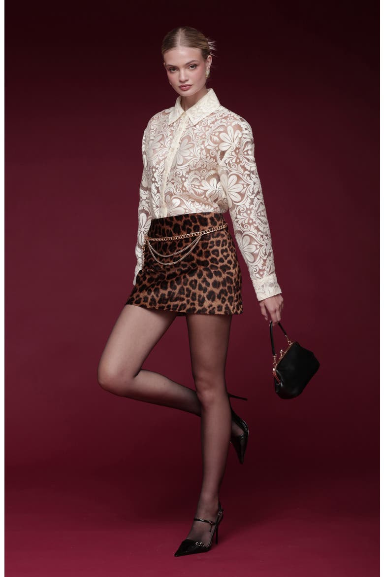 Leopard Print Miniskirt, Alternate, color, LEOPARD
