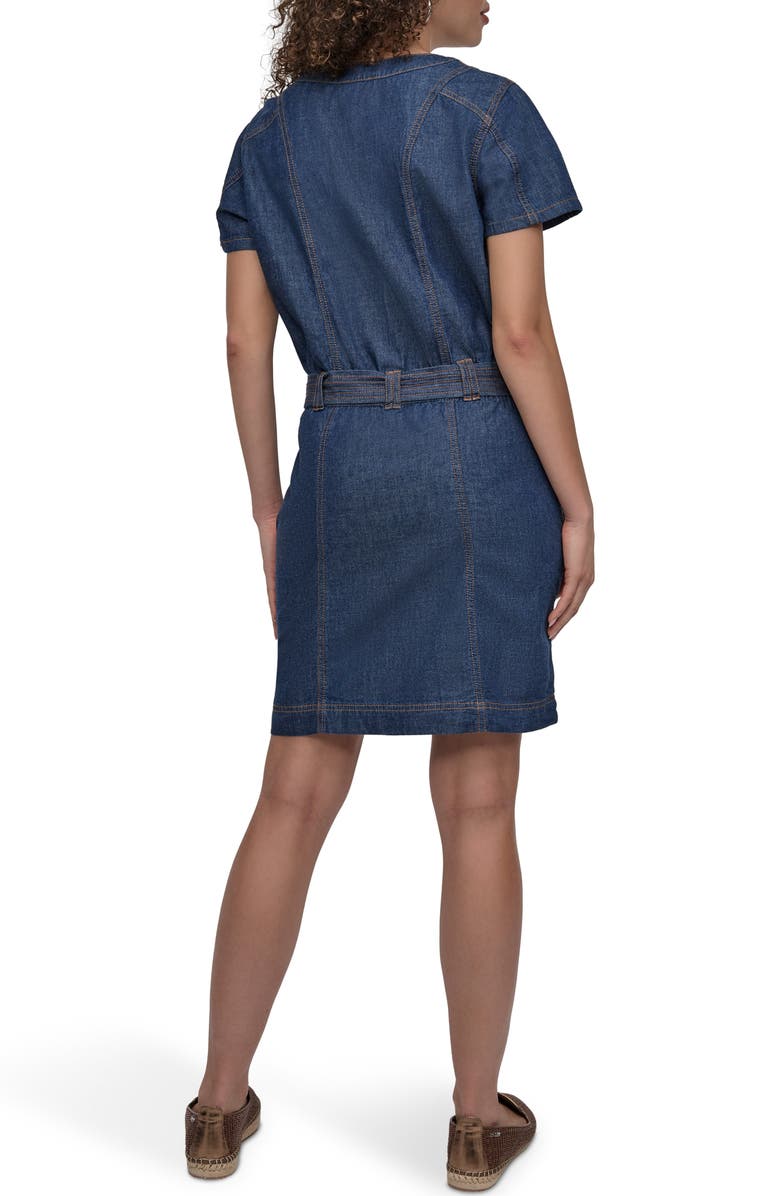 DKNY Short Sleeve Denim Shirtdress, Alternate, color, Crosby Wash