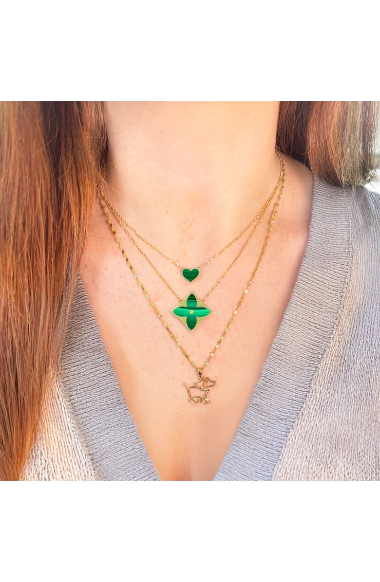 The Lovery Fine Jewelry Malachite Luxe Flower Necklace, Alternate, color, Malachite