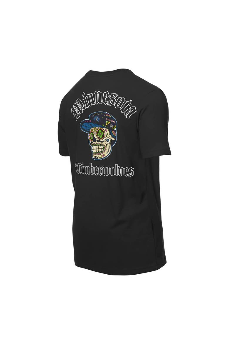 Men's New Era Black Minnesota Timberwolves Sugar Skulls T-Shirt, Alternate, color, Black