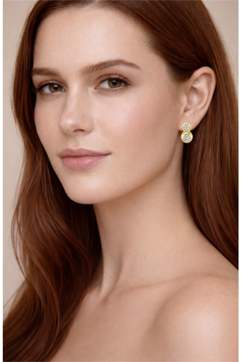 Drop Cubic Zirconia Stud Earrings, Alternate, color, GOLD