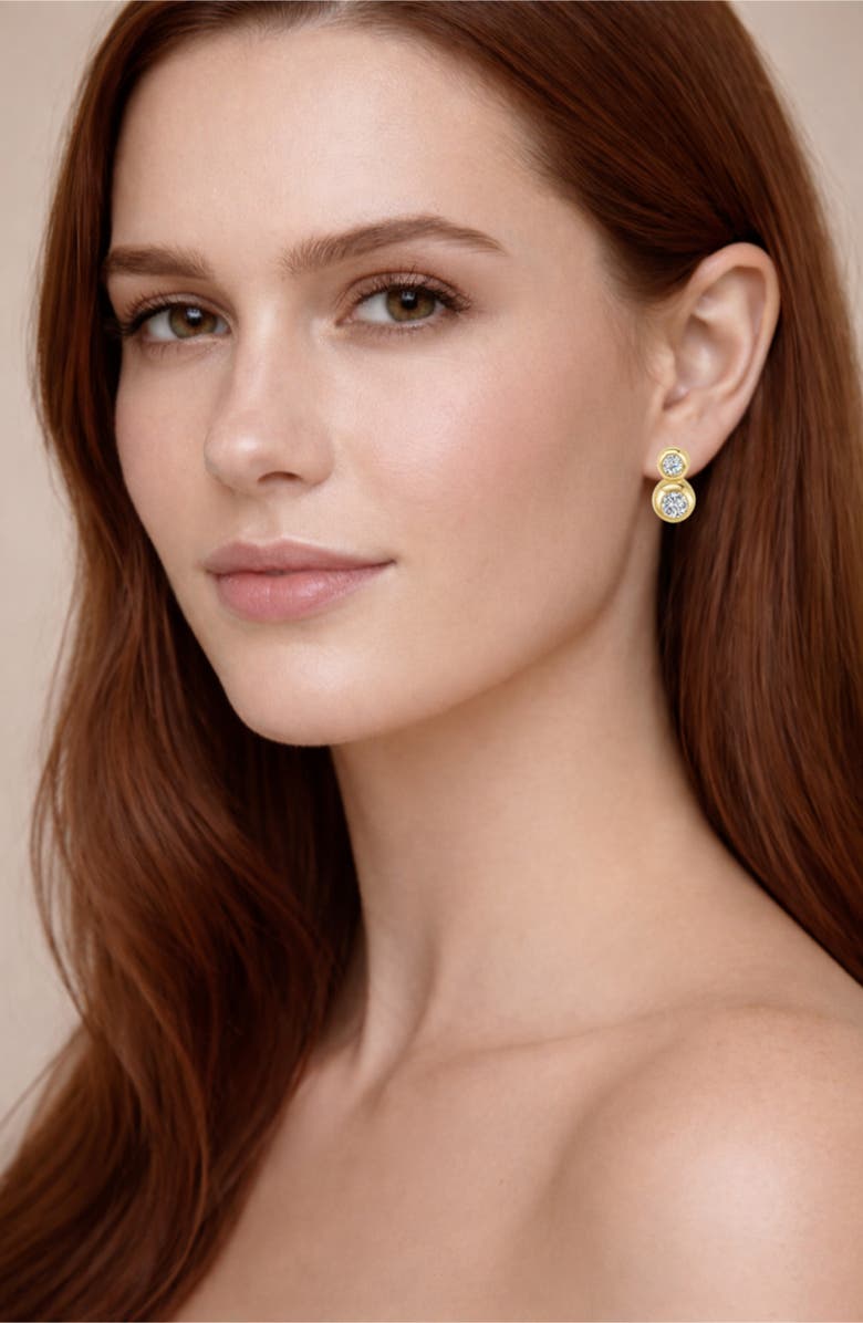 GABI RIELLE Drop Cubic Zirconia Stud Earrings, Alternate, color, Gold