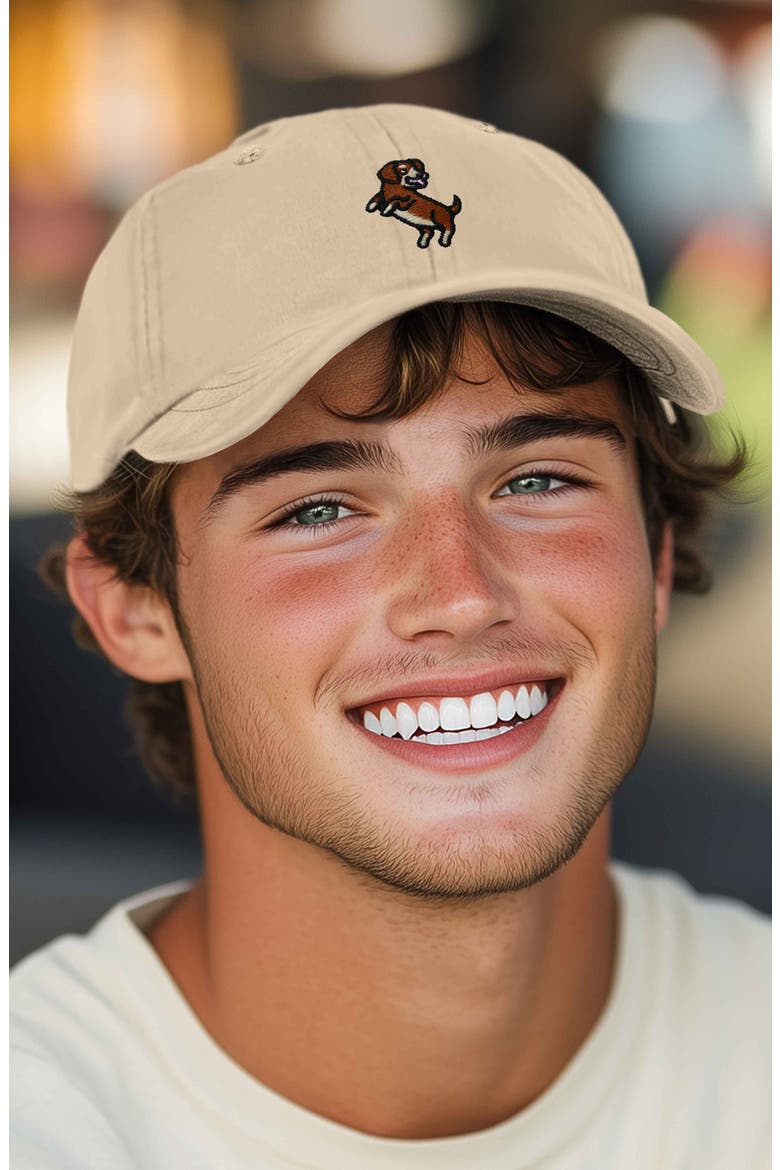 Dachshund Embroidered Dad Cap, Alternate, color, Khaki
