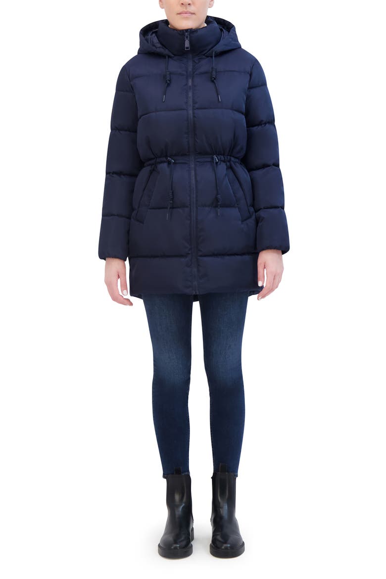Water Repellent Quilted Coat, Alternate, color, NAVY