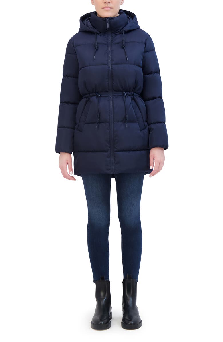 Rebecca Minkoff Water Repellent Quilted Coat, Alternate, color, Navy
