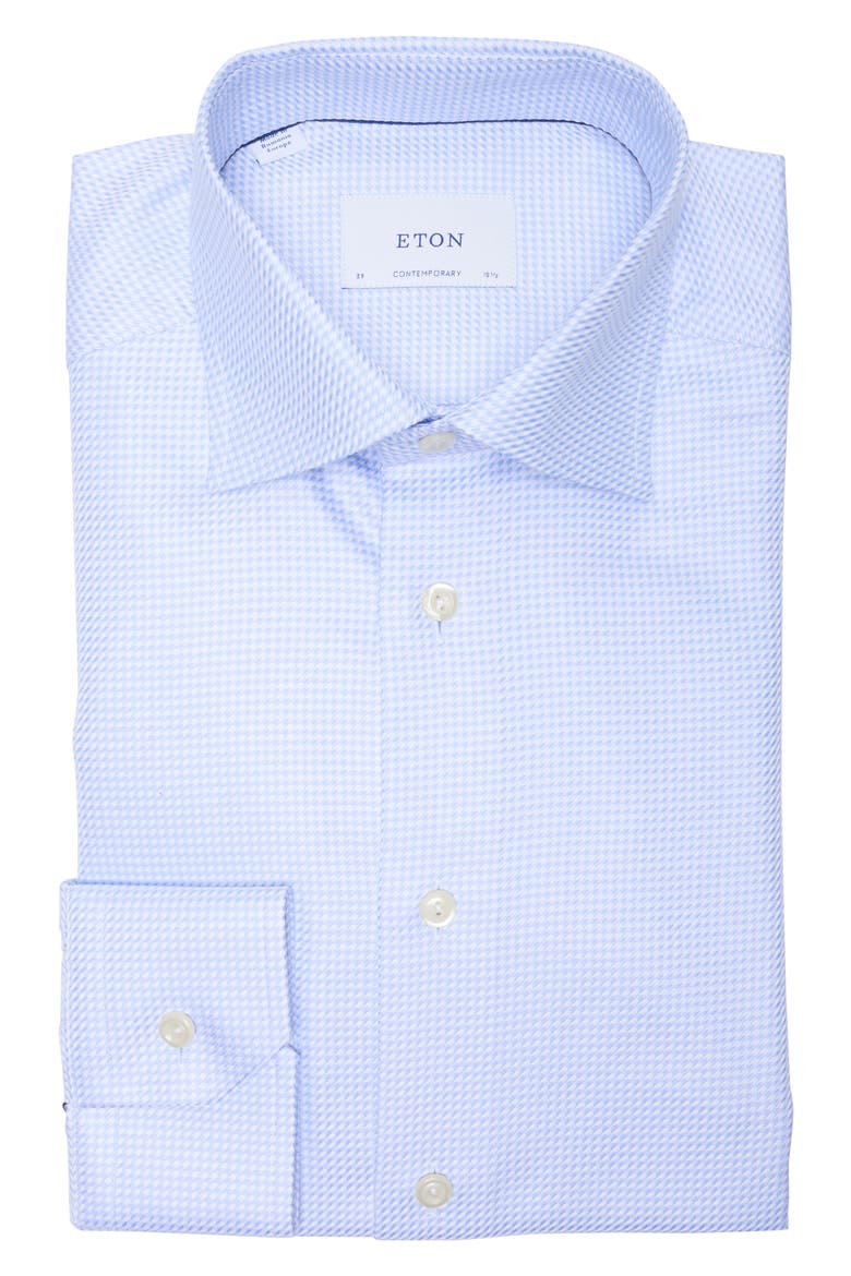 Contemporary Fit Houndstooth Print Dress Shirt, Main, color, LIGHT BLUE