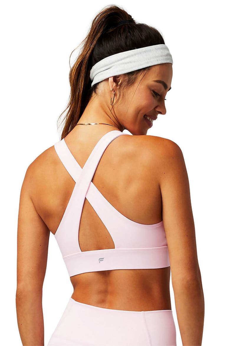 Women's Oasis Twist Medium Impact Sports Bra, Alternate, color, Soft Pink
