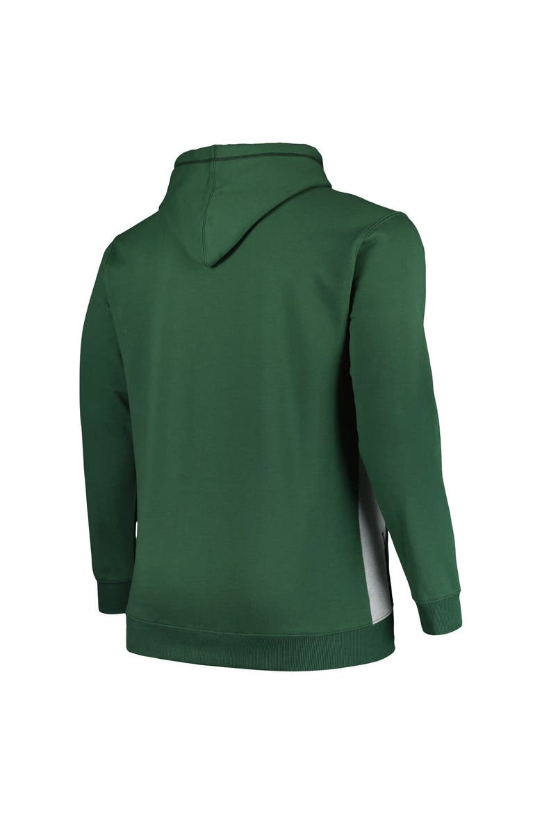 Men's Fanatics Branded Hunter Green/Heather Gray Milwaukee Bucks Big & Tall Contrast Pieced Stitched Full-Zip Hoodie, Alternate, color, Hunter Green