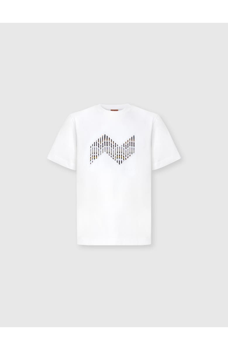 Missoni Short Sleeve T-shirt With Geometric Zigzag Insert And Logo, Main, color, Multicoloured